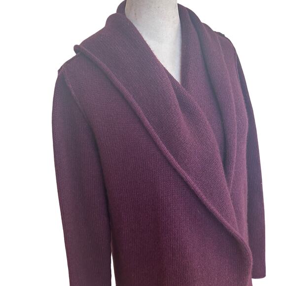 Vince Burgundy Hooded Yak / Wool  Open Cardigan Sweater Womens Size Small - Picture 3 of 6